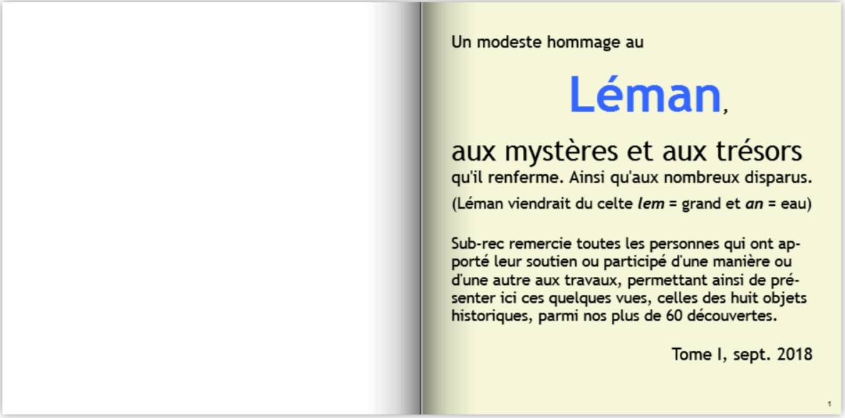 Mystres et trsors du Lman : page 1, hommage